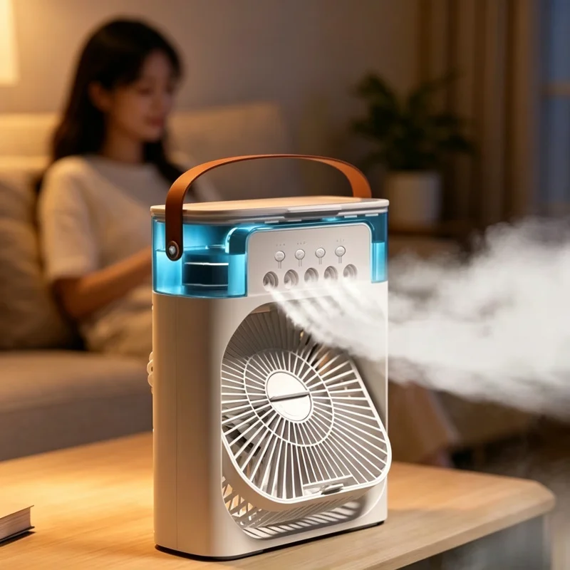 New 3 in 1 Portable Air Cooler, Mini Air Conditioner Fan with Humidifier & LED Night Light for Home Office 1