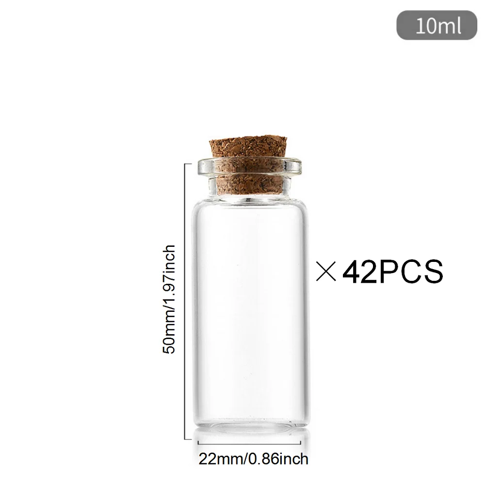 10/20/30ml Glass Bottles Cork Stoppers DIY Decoration Mini Glass Vials Cork Message Bottle Vial Cork Small Bottles