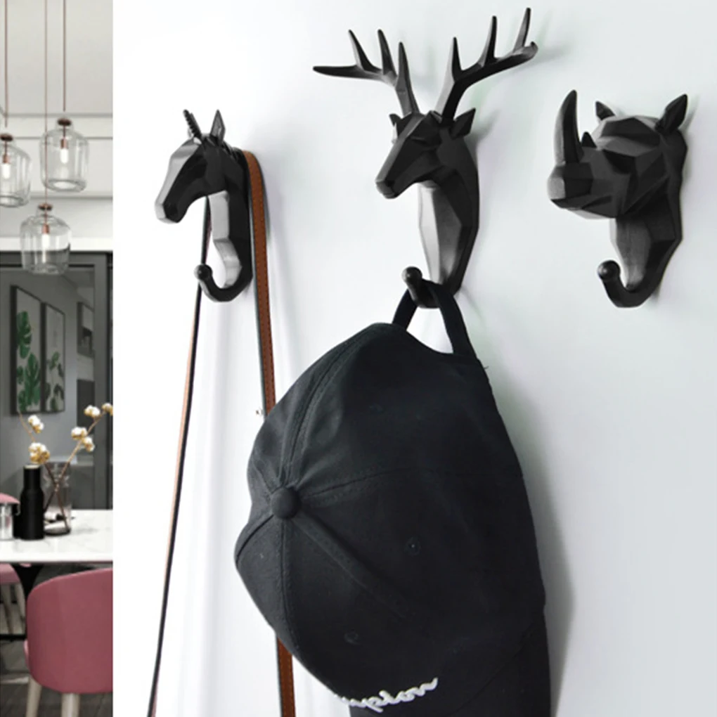 Unique And Functional Animal Head Coat Hook Home Resin Animal Head Key Hook Shape