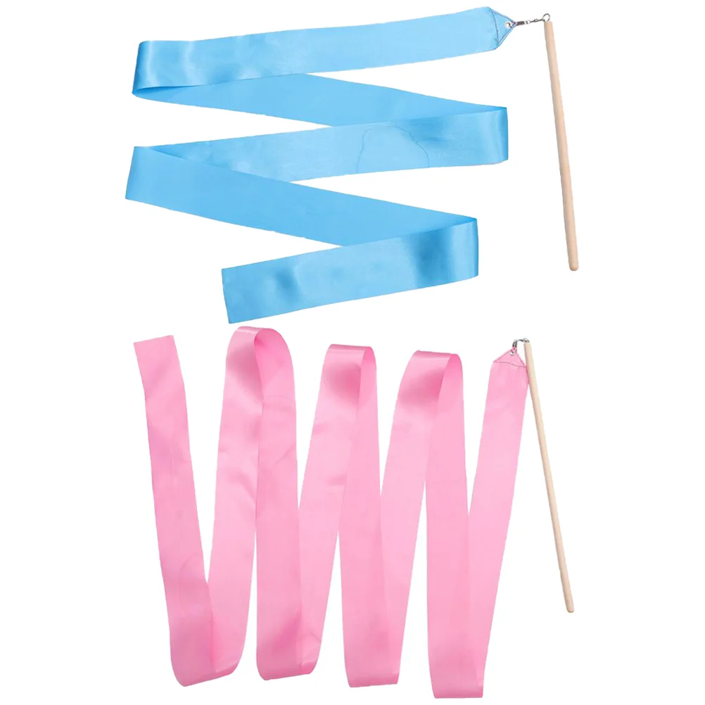 

2 Pcs Ribbon Rhythmic Gymnastics Ribbons for Adults and Children Dance Performance Props Party Stick Fitness Performing Dancing