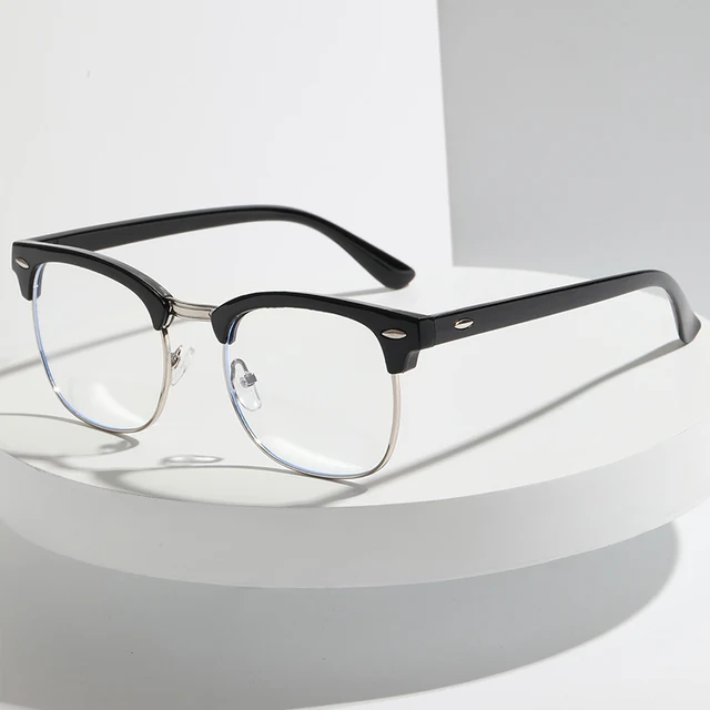 Lunettes rétro Anti-lumière bleue pour hommes et femmes, demi-monture classique Vintage, blocage de la lumière bleue, lunettes d'ordinateur, accessoire 1