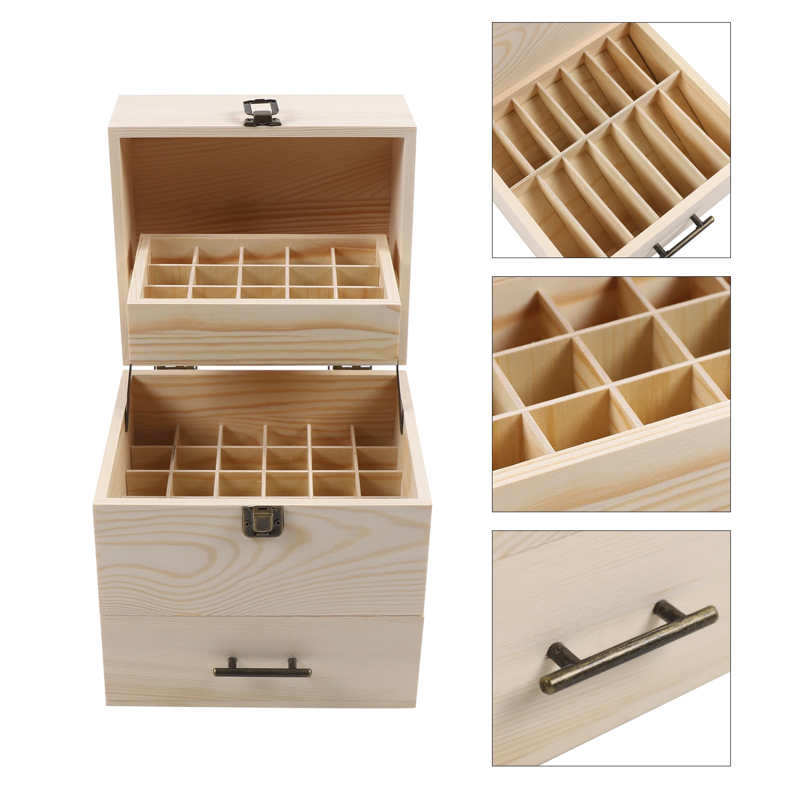 Wood Essential Oil Box 59 Grid Wood Essential Oil Box Essential Oil Packaging Box High Quality 3 Layer Essential Oil Box 4