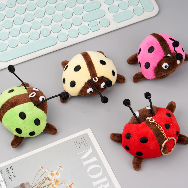 

11CM Plush Beetle Plush Keychain Backpack Pendant Holiday Gift Pet Toy Cartoon Beetle Plush Bug Car Decoration Plush Animal Toy