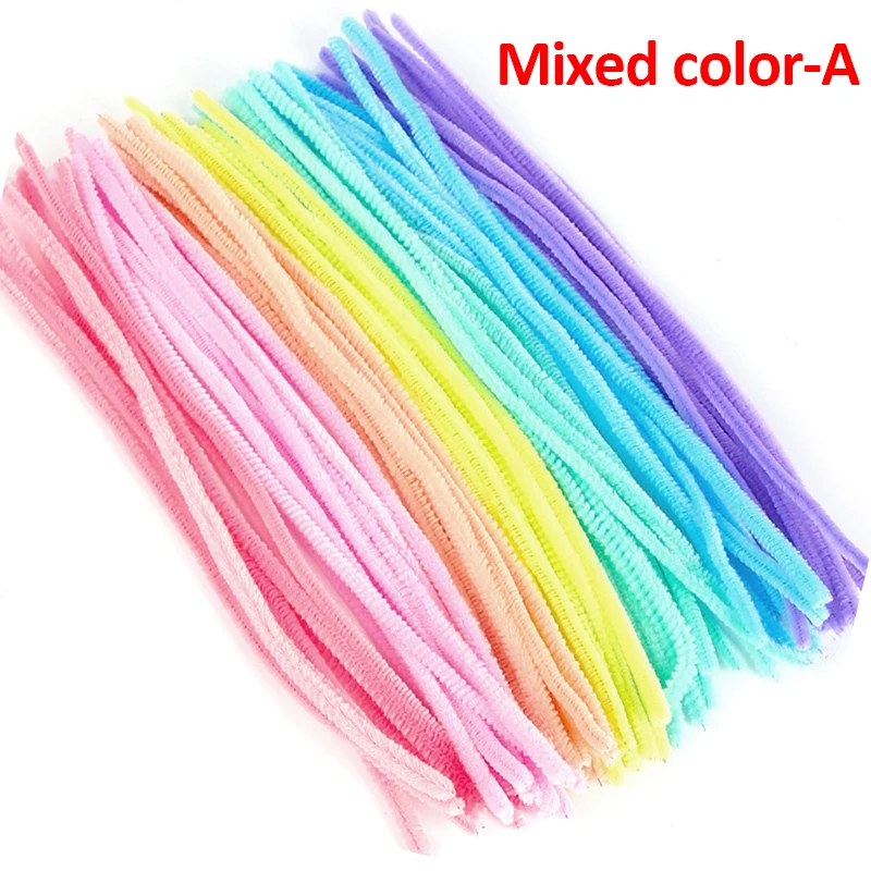 Limpiadores de tubos de tallos de chenilla, tiras de felpa, palitos con  cable de oropel, juguetes para niños, decoración de fiesta de boda,  suministros de artesanía hechos a mano DIY - AliExpress