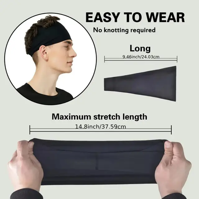 2 Pack Stylish Sports Headbands   Moisture Wicking  Adjustable  Wear Suitable  For  Running And Fitness  Daily Sports Protective 3