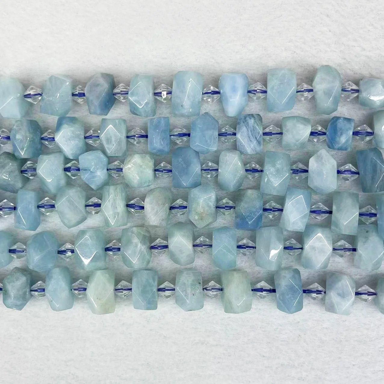 High Quality Natural Aquamarine Beads Stone Irregular Aeroides Smooth Spodumene Gem Loose Charm Beads Gem Jewelry DIY Making