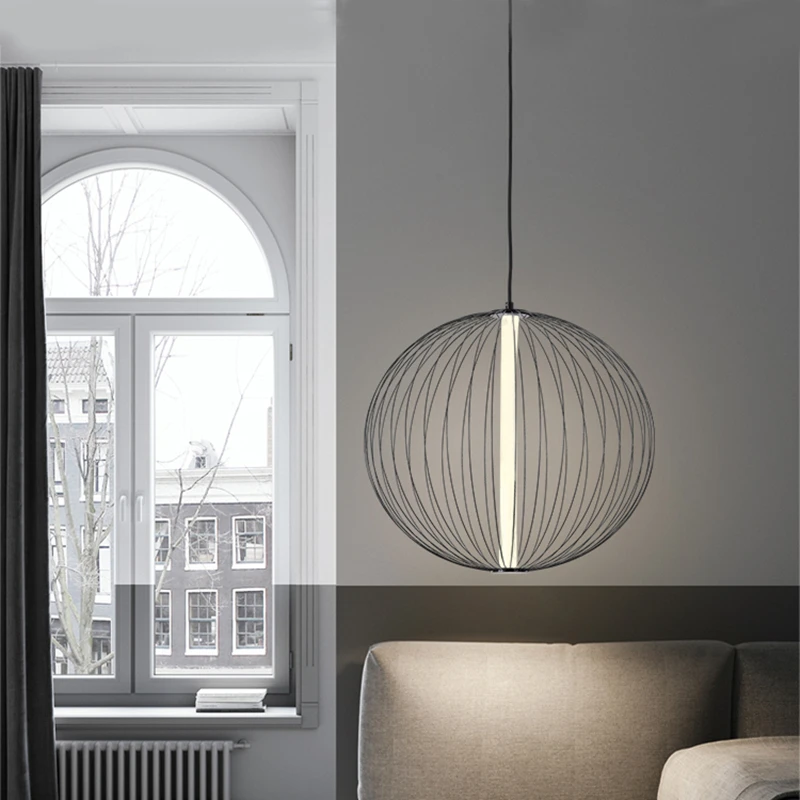 

Дизайнерская светодиодная люстра Delano в форме глобуса, винтажная подвесная комнатная декоративная лампа в виде птичьей клетки для домашнег...