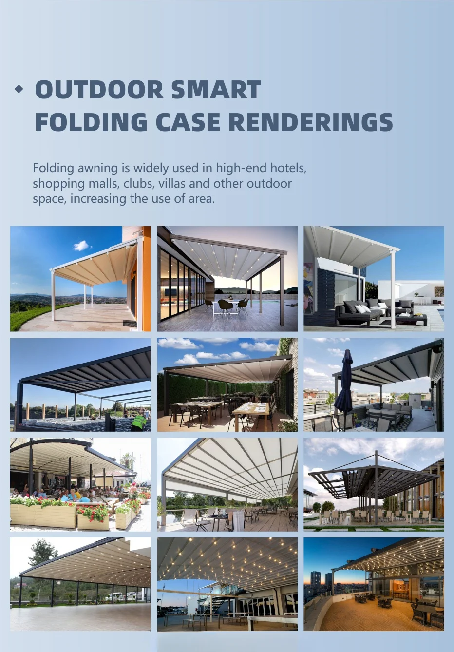 Operable Garden Aluminum Pergola Cover Gazebo Retractable Roof Awning Waterproof Design