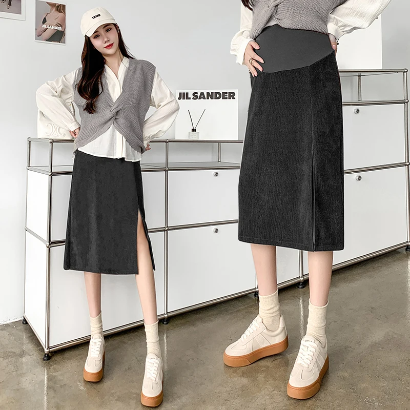 Q70816# Pregnancy Skirt Skirts Women Hip Skirt Spring Autumn Split Loose Slim Straight Mid-Long Maternity