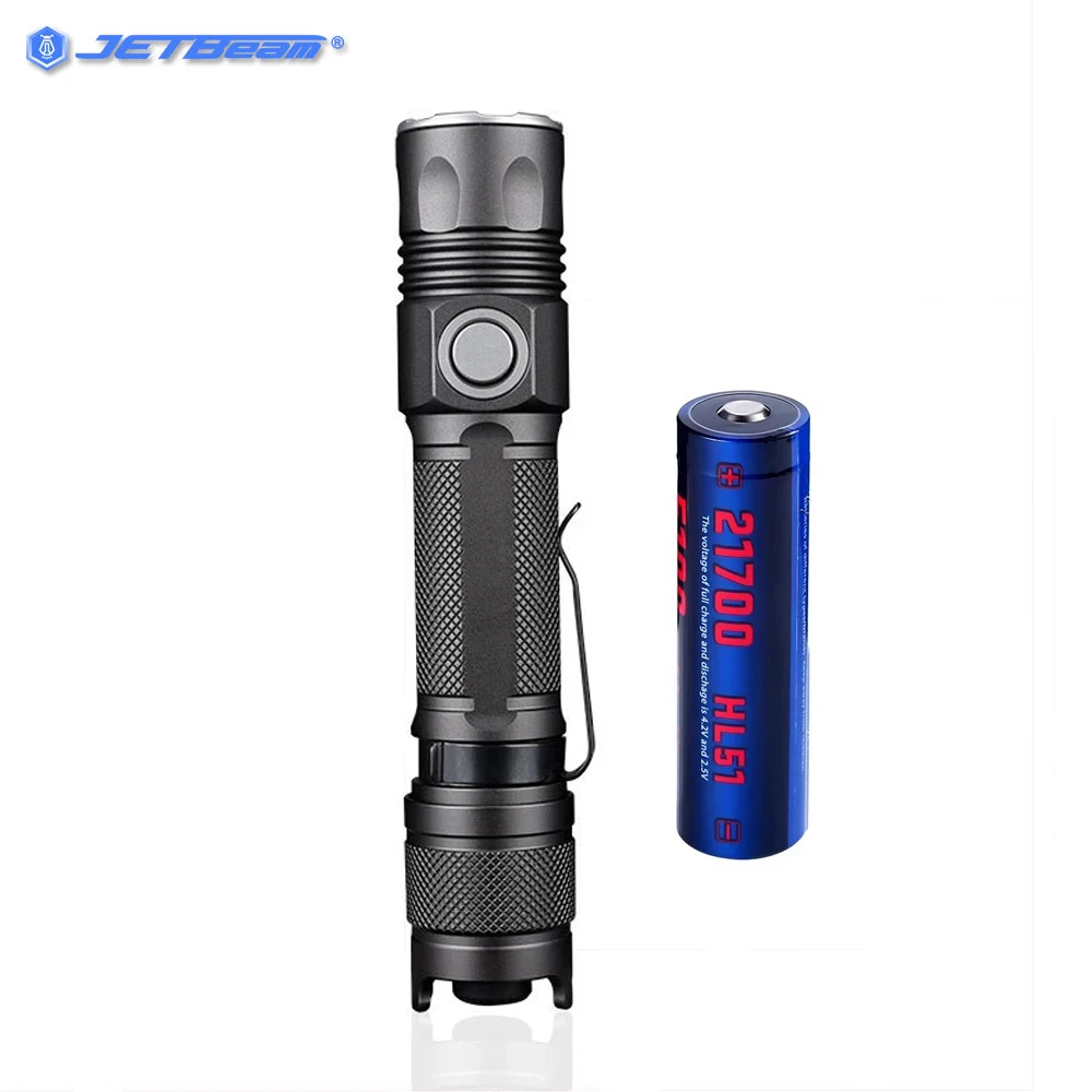 JETBeam 2MS Tactical Flashlight USB-C Rechargeable XHP35 LED 2000 Lumen Beam Throw 285 meter 21700 Battery Search Rescue Torch