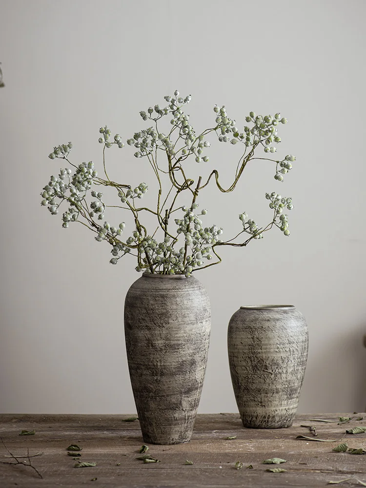 

Ji Ji Feng, new Chinese ornaments, industrial style, retro coarse ceramic vase table, porch folk art photography props