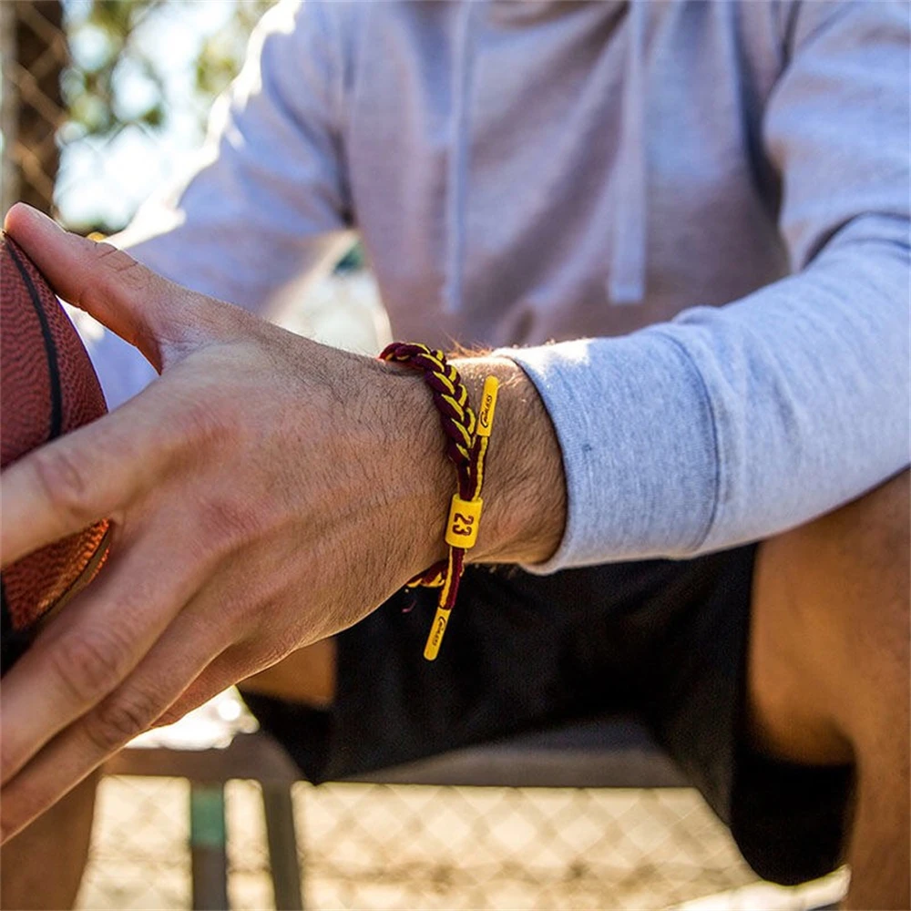 Basketball Braided Rope Bracelet Player Number Adjustable Sports Wristband Woven Bangles Accessories