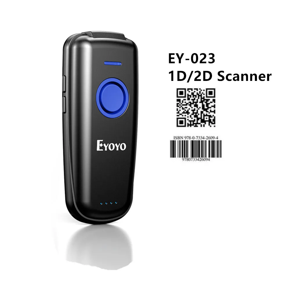 Eyoyo EY-023 QR Code Scanner Bluetooth Portable 2D Bar Code Scanner Compatible USB 2.4GHz Wireless Bluetooth Barcode Reader scanner for pc Scanners