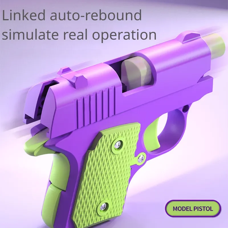 3D Printed Model Gravity Straight Jump Mini Toy Carrot Gun Non-firing Bullet Radish Toy Gun Kid Stress Relief Christmas Gift