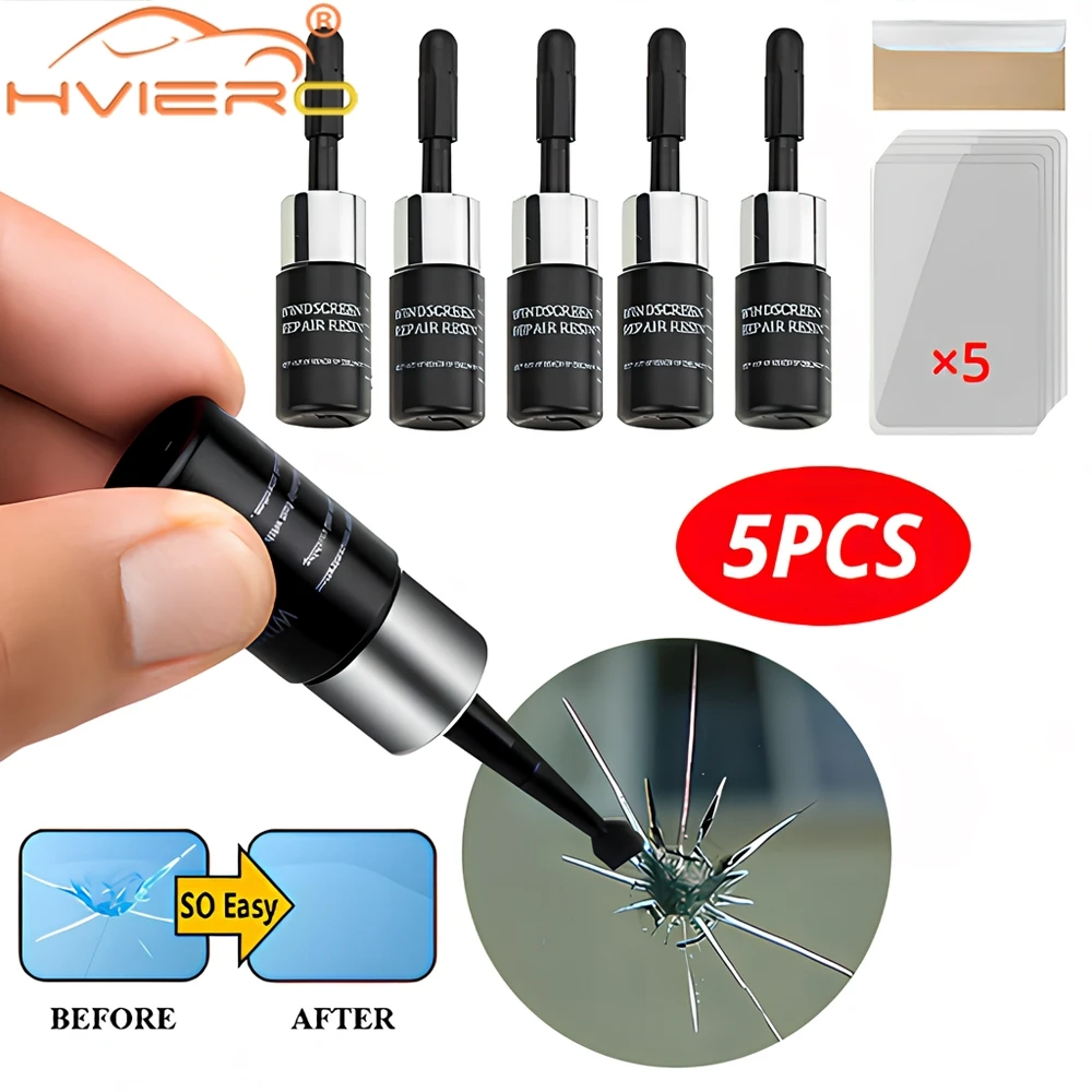 Car Glass Repair Car Scratch Repair Tool Car Glass Repair Tool 5Pcs Auto Windshield Repair Tool Reducing Agent Glue Window Resin Three Piece Set Scratch Curing Liquid Applicator Accessories