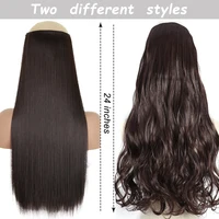 Extension capillaire synthétique longue et lisse à Clip, 5 Clips, faux cheveux blonds, bruns et noirs, résistants à la chaleur 2