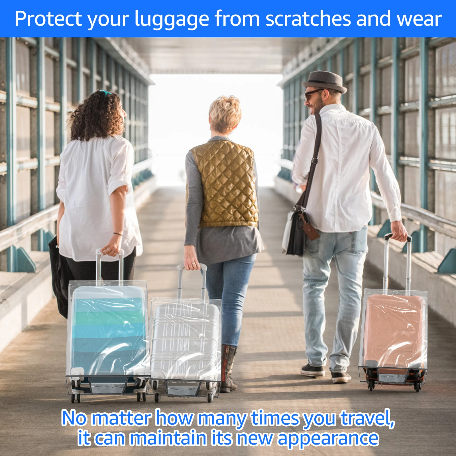 3Pcs Transparent Luggage Protector Covers PVC Dustproof Suitcase Covers 3 Size Anti Scratch Waterproof Luggage Cover for Travel