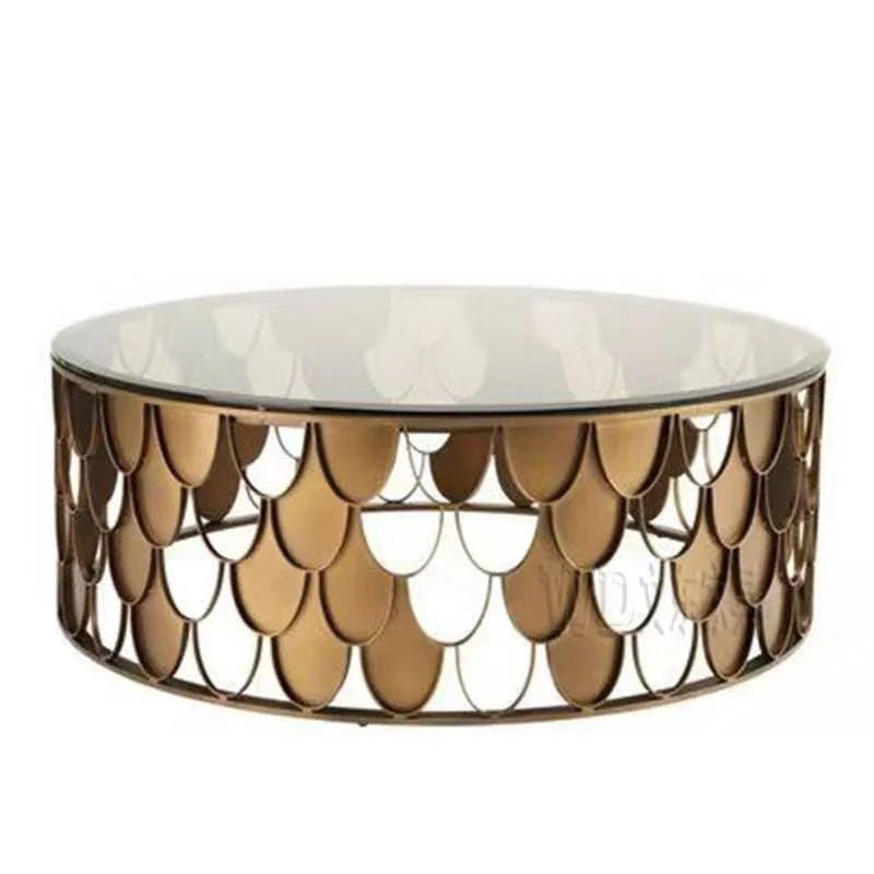 

Customized Nordic style Creative size Tea Table combination simple Modern Tea Table Light luxury Round Glass stainless SteelEdge