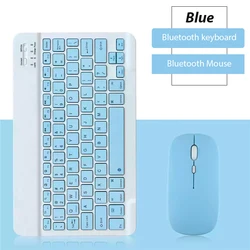 Portable Bluetooth Wireless Keyboard and Mouse Set for Tablets and Mobile Devices, Compact 10 - Inch Design, Ideal for iPad Accessories (Sky blue - and mouse)