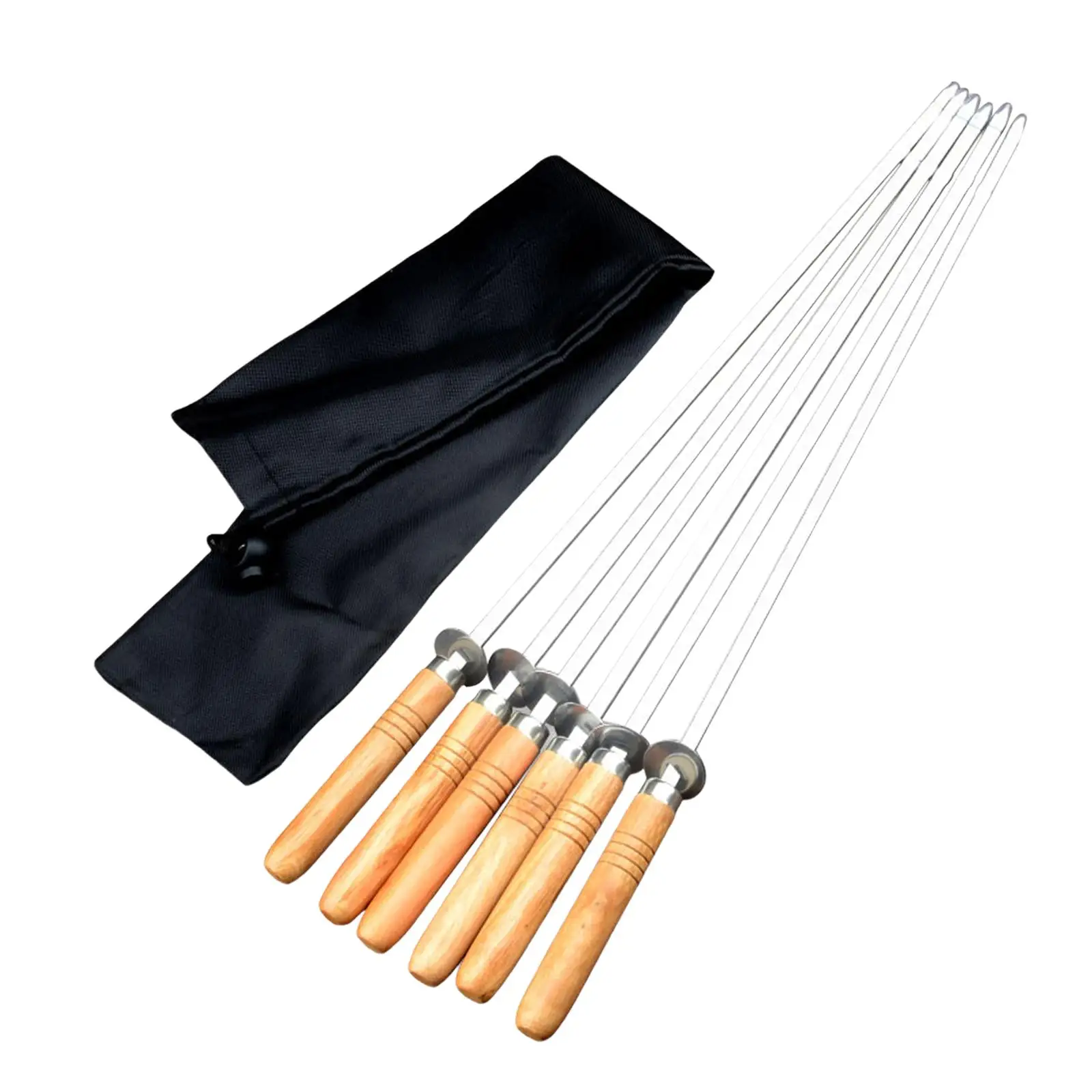 6Pcs Stainless Steel Flat Skewers Barbecue Skewers for Cooking Picnic Meat 6Pcs Stainless Steel Flat Skewers Barbecue Skewers for Cooking Picnic Meat
