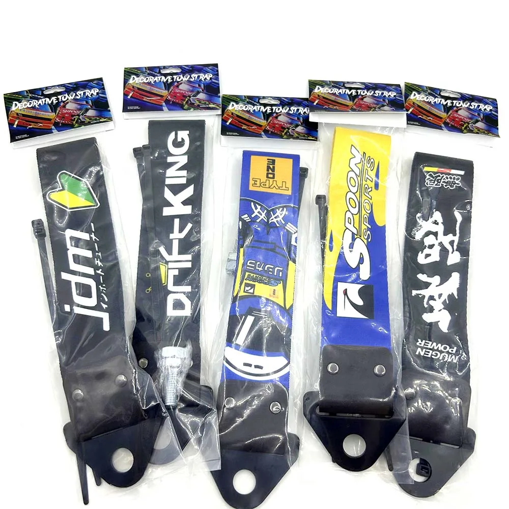 Decorative Car Tow Strap Universal JDM RACING Car Tow Auto Trailer Ropes Front and Rear Bumper Trailer Towing Strap Decor car tow decoration,car decoration strap,car tow strap,car accessories strap