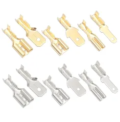 100Pcs 2.8mm 4.8mm 6.3mm Plug Spring Female Male Spade Cold Crimp Terminals Connector Car Speaker Electrical Wire Connectors Set