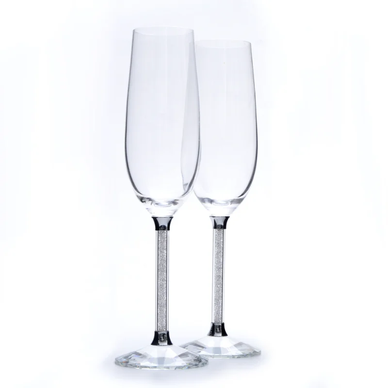 

Creative Enamel Champagne Cup High Leg Crystal Glass Wine Cup European Style Chicken Tail Red Wine Bubble To Cup Gift Box