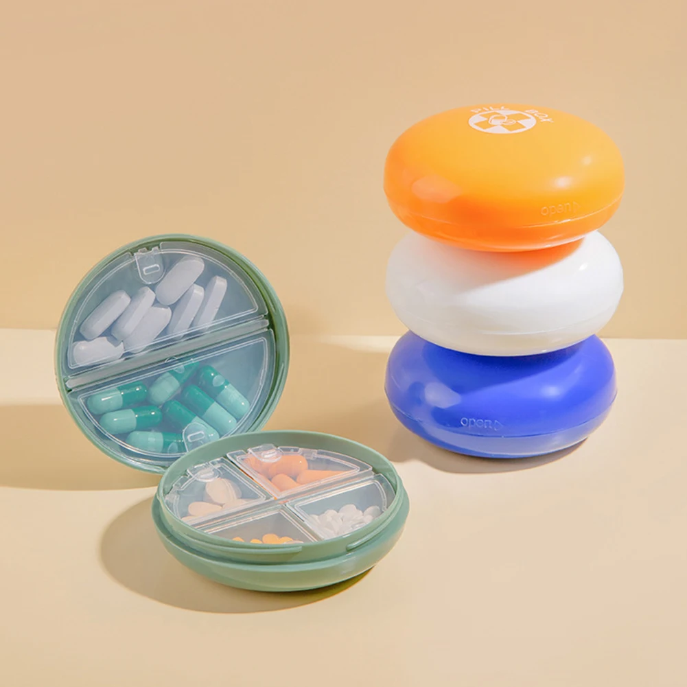 

Pill Box Round Shape 6 Compartments Portable Capsule Tablet Storage Organizer Pill Case For Travel Medicine Tablet Holder