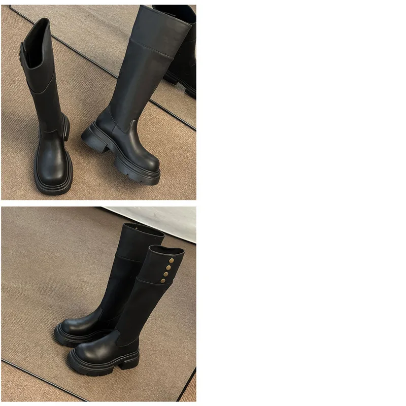 Women's Knee High Boots Thick Sole Autumn Winter Knight Style_voghion.com