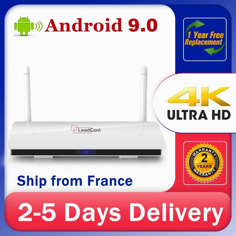 Leadcool IP TV Box Android 9.0 BOX 4K Amlogic S905W 1080P H.265 Smart Доставка из Франции Европы медиаплеер |