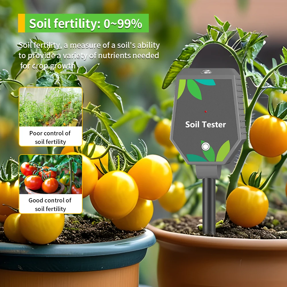 6 IN 1 Multifunction Soil Meter Digital Ph Tester EC/Light/Moisture/Fertility Tester Thermometer Removable Panel for Garden 2