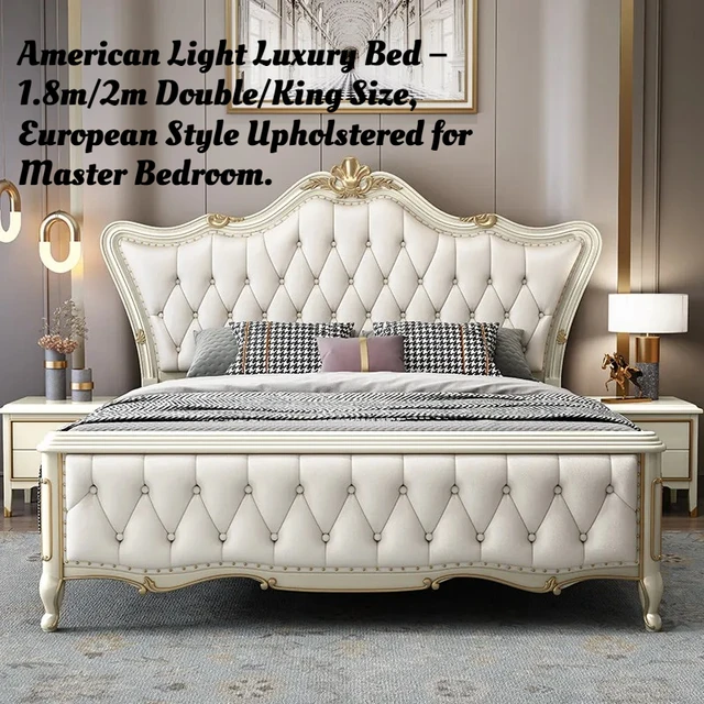 Lit King Size Moderne avec Rangement, Luxe, 200x220cm, Cadres de Lit Minimalistes, Meubles Capitonnés pour la Maison, Mobilier de Chambre 1