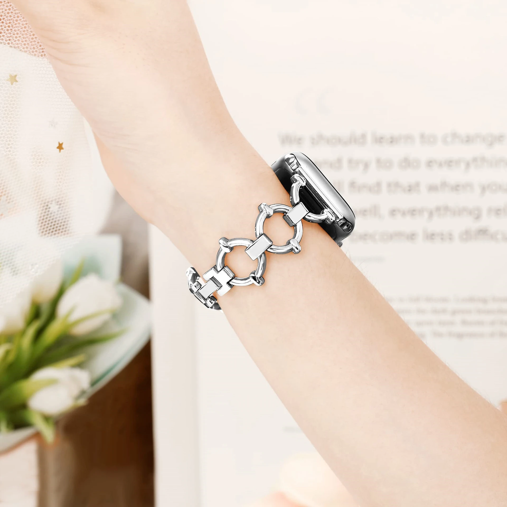 Elegant Women's Slim Stainless Steel Bracelet Watch Band with Metal Strap