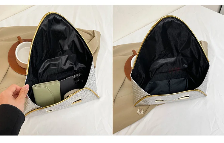 Fashion Crocodile Pattern Envelope Clutch - Side View