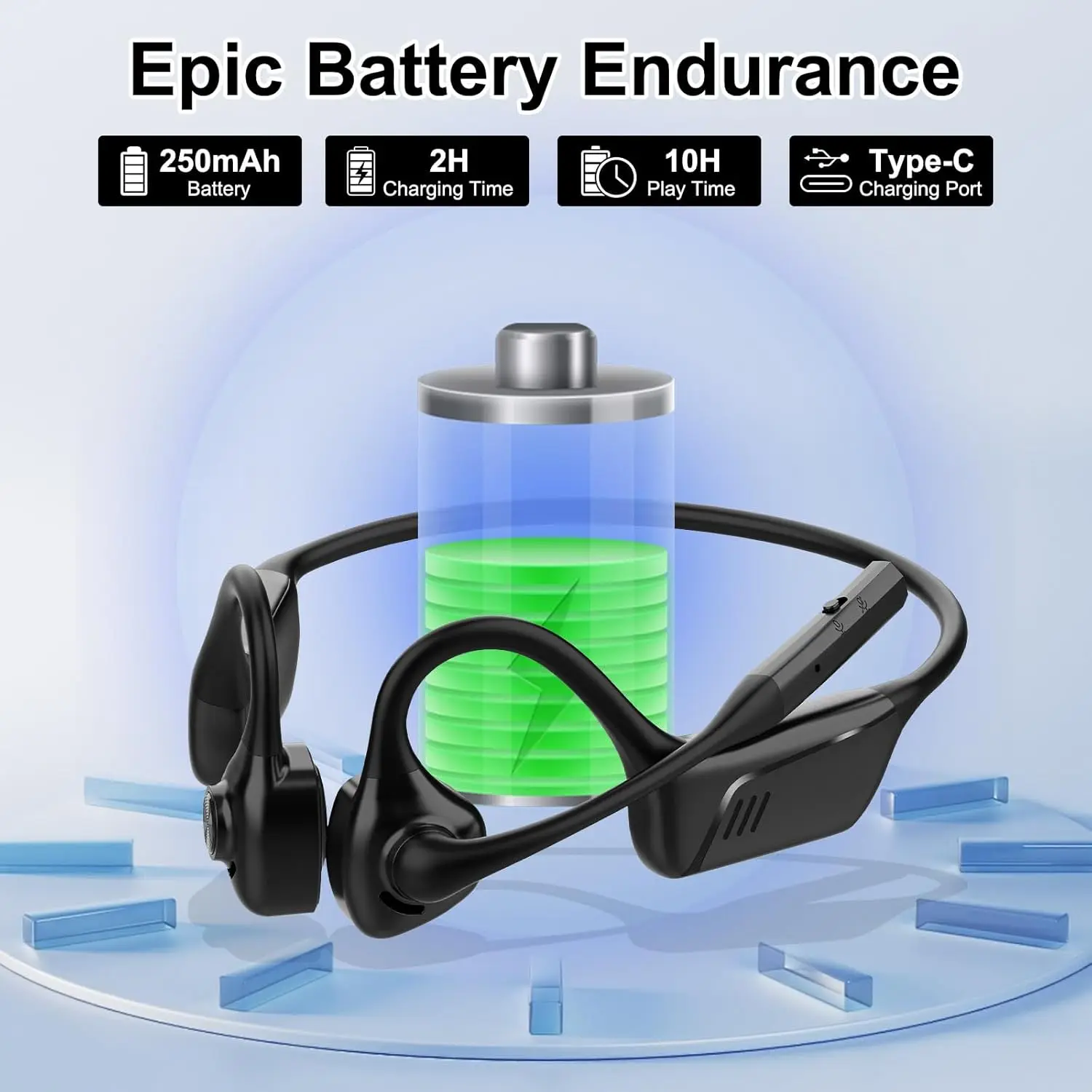 Cuffie Bluetooth Open-Ear, Cuffie Wireless con Cancellazione del Rumore Supporto AptX/aptX-LL/aptX-HD Progettate per Riunioni, Casa e Ufficio - immagine 2