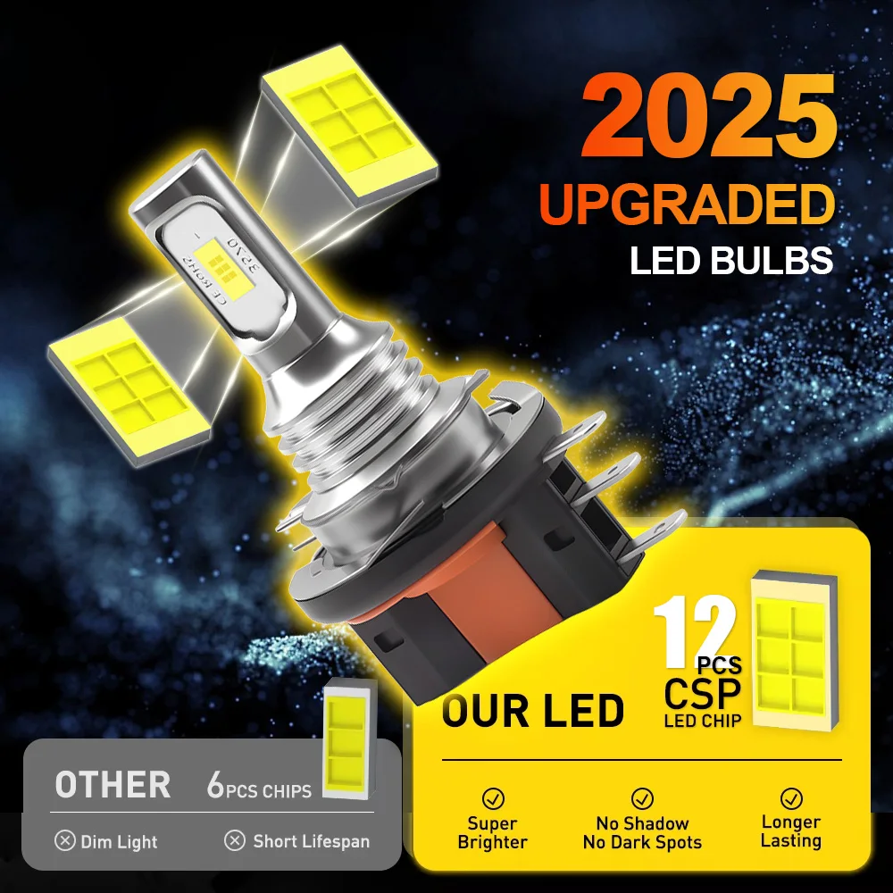 2 Stück H15 LED-Scheinwerferlampen Canbus 200W Fernlicht Tagfahrlicht DRL 6000K für VW Audi BMW Ford Mazda Benz – Detail 2