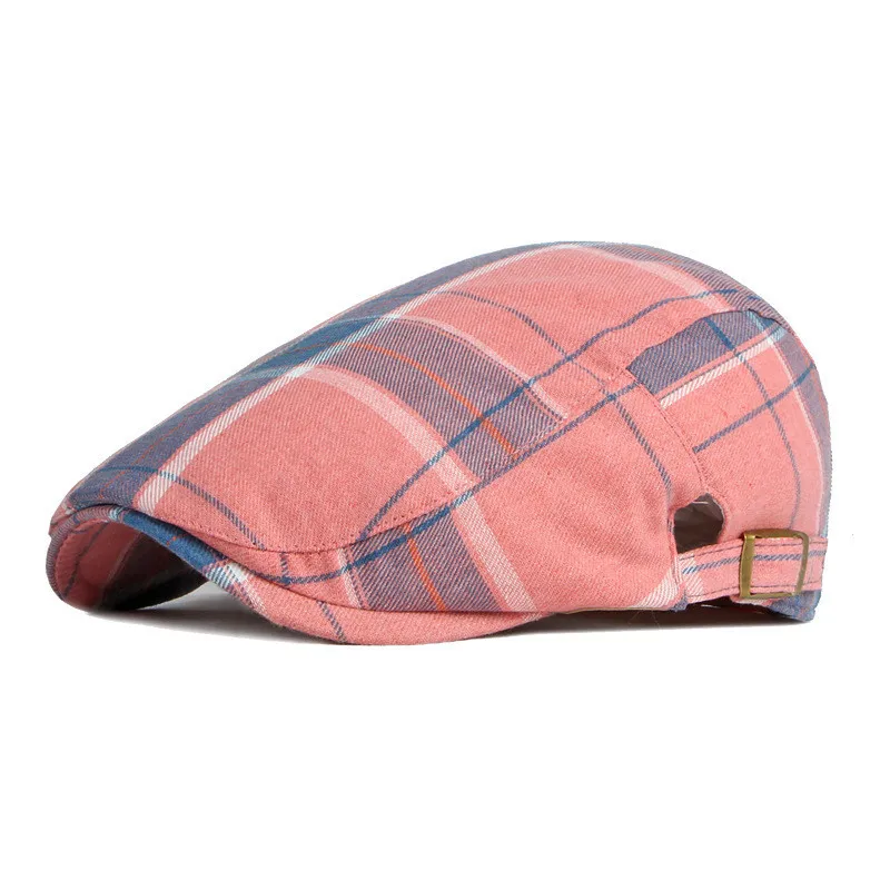 Four Seasons Fashion Joker Polyester Plaid Newsboy Caps Men Flat Peaked Cap Women Painter Beret Hats 12 beret hat newsboy cap newsboy hat