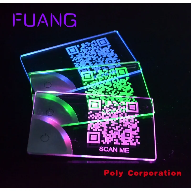 Custom  New Product Flashing Glowing Led Customized Light Up Name Card Advertising Acrylic led luminous business card for Promot a5 acrylic price tag strong magnetic swing table transparent inclined table card commodity price display card crystal billboard