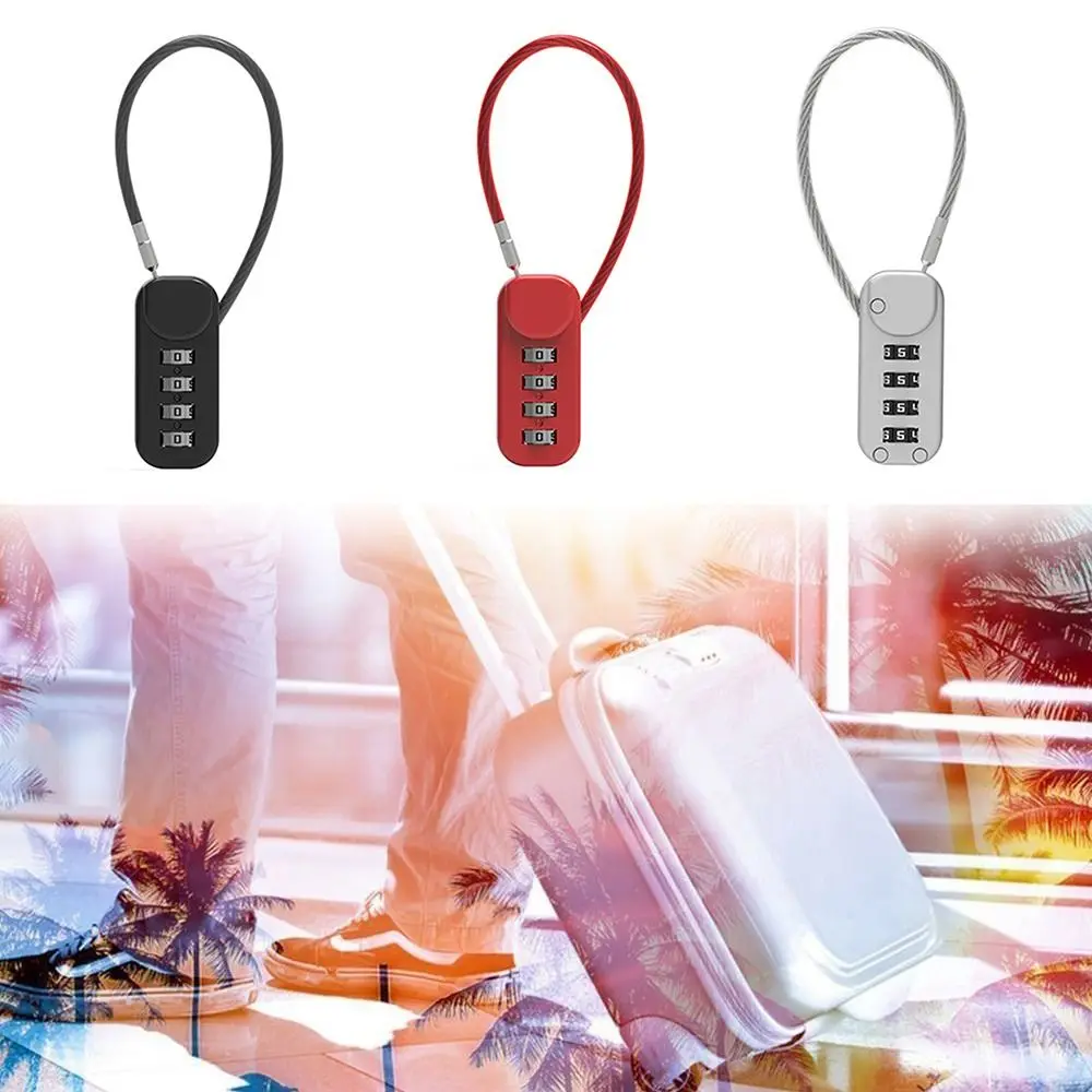 Portable Zinc alloy 4 Digit Password Lock Anti-theft Padlock Backpack Zipper Lock Wire Rope Dormitory Cabinet Lock Home