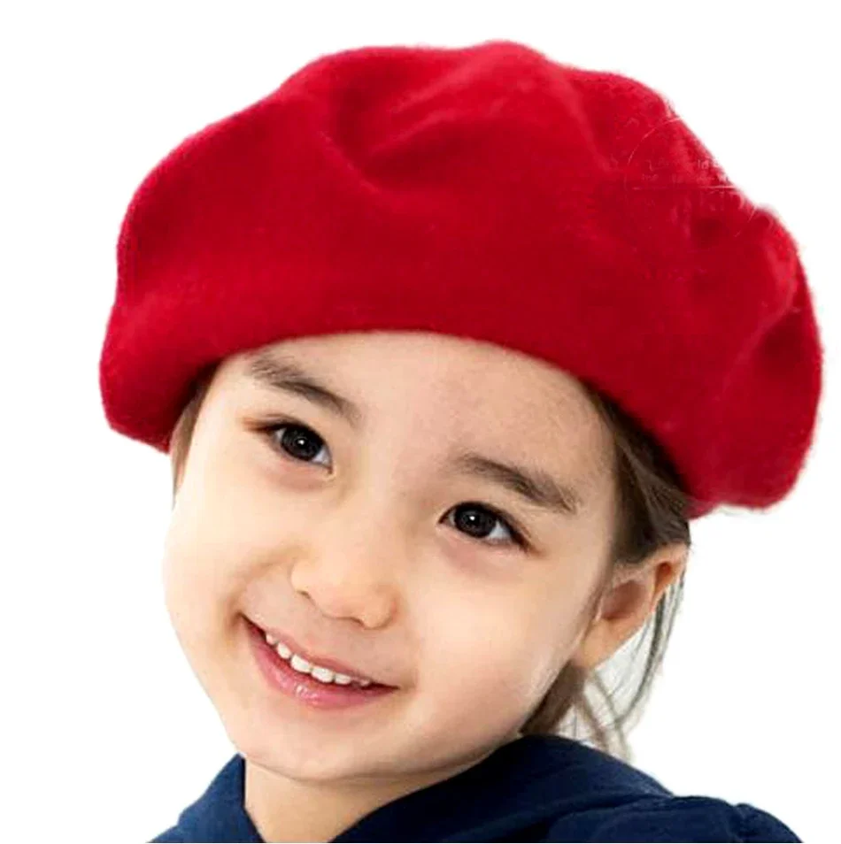 baby hat fashion baby beret hat for girls wool vintage children beanies cap kids painter hats toddler candy color hair accessories