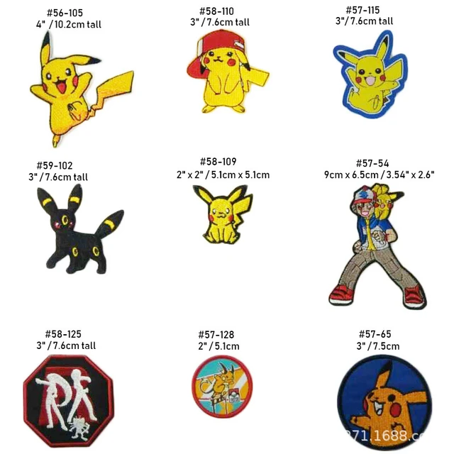 Pokemon pikachu patch de tecido, patches bordados, ferro na roupa, desenhos  animados, diy, decoração das crianças, adesivos - AliExpress