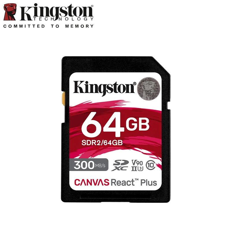 Kingston Canvas React Plus SD Card 32GB 64GB 128GB 256GB 메모리 카드 최대 300 메가바이트/초 읽기 V90 UHS-II Flash 카드 4K/8K 카메라