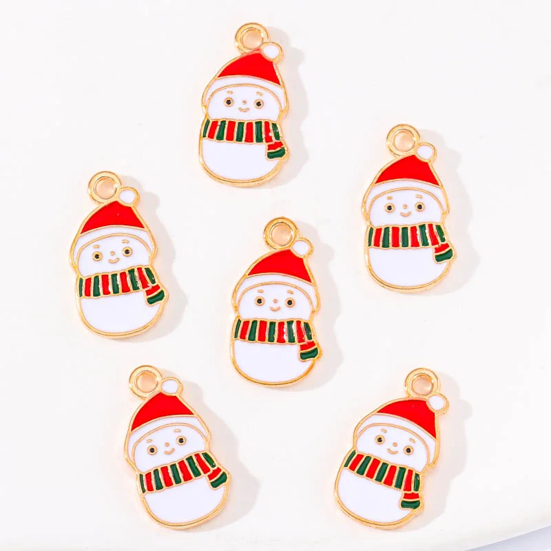 

20Pcs 11*20mm Cute Enamel Christmas Snowman Ornament For Jewelry Making Pendant Necklace Drop Earrings Keychain DIY Accessories