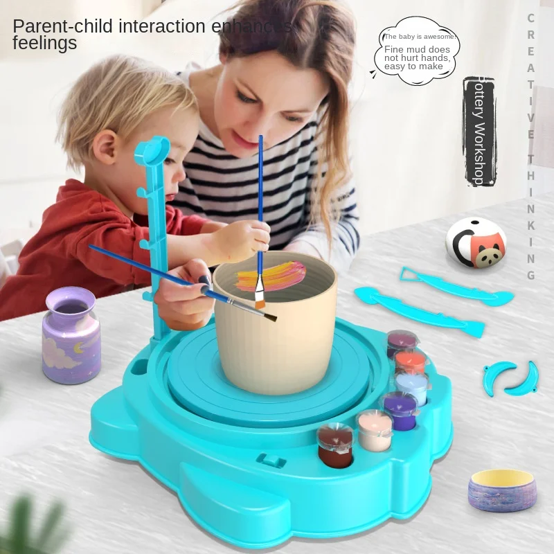 

DIY Electric Pottery Wheel Machine Manual Handle & Foot Pedal for School Ceramic Clay Working Forming Art Craft Pretend Play