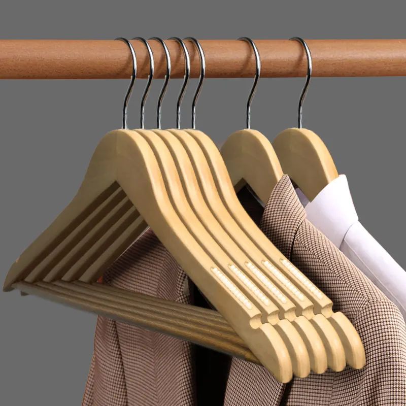 

Solid Wood Hanger Household Clothes Hanging Wardrobe Clothing Store Wooden Clothes Support Wooden Seamless Clothes Hanging