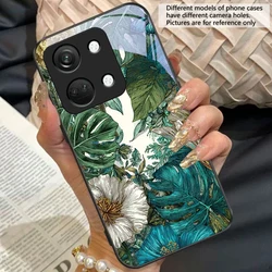 Green Tropical Plants Black Tempered Glass Phone Case - OnePlus 8T (BLH - BLH2506022)