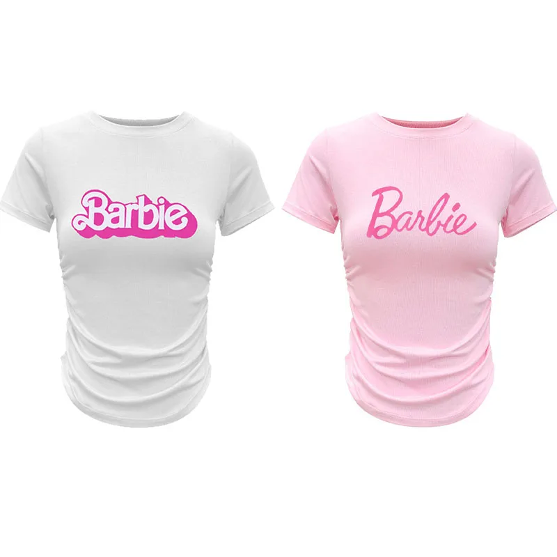 

Женская сексуальная тонкая эластичная облегающая Барби удобная и универсальная спортивная футболка с коротким рукавом для йоги и фитнеса