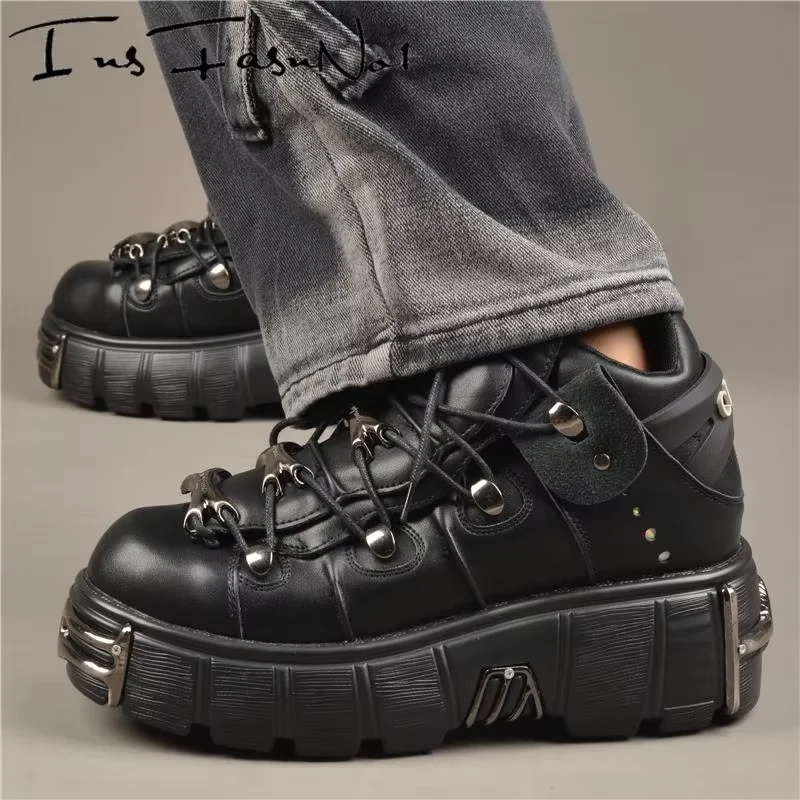 Punk Style Platform Metal Toe Chunky Sneakers Women's Gothic