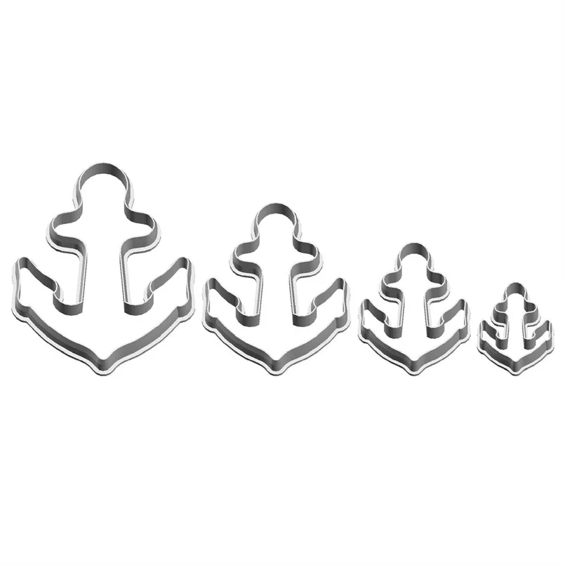 Four Specifications Cartoon Anchor Chain Graphics Ship's Anchor,Plastic Mold,Cake Fondant Tools,Cookie Sushi and Fruits Cutters