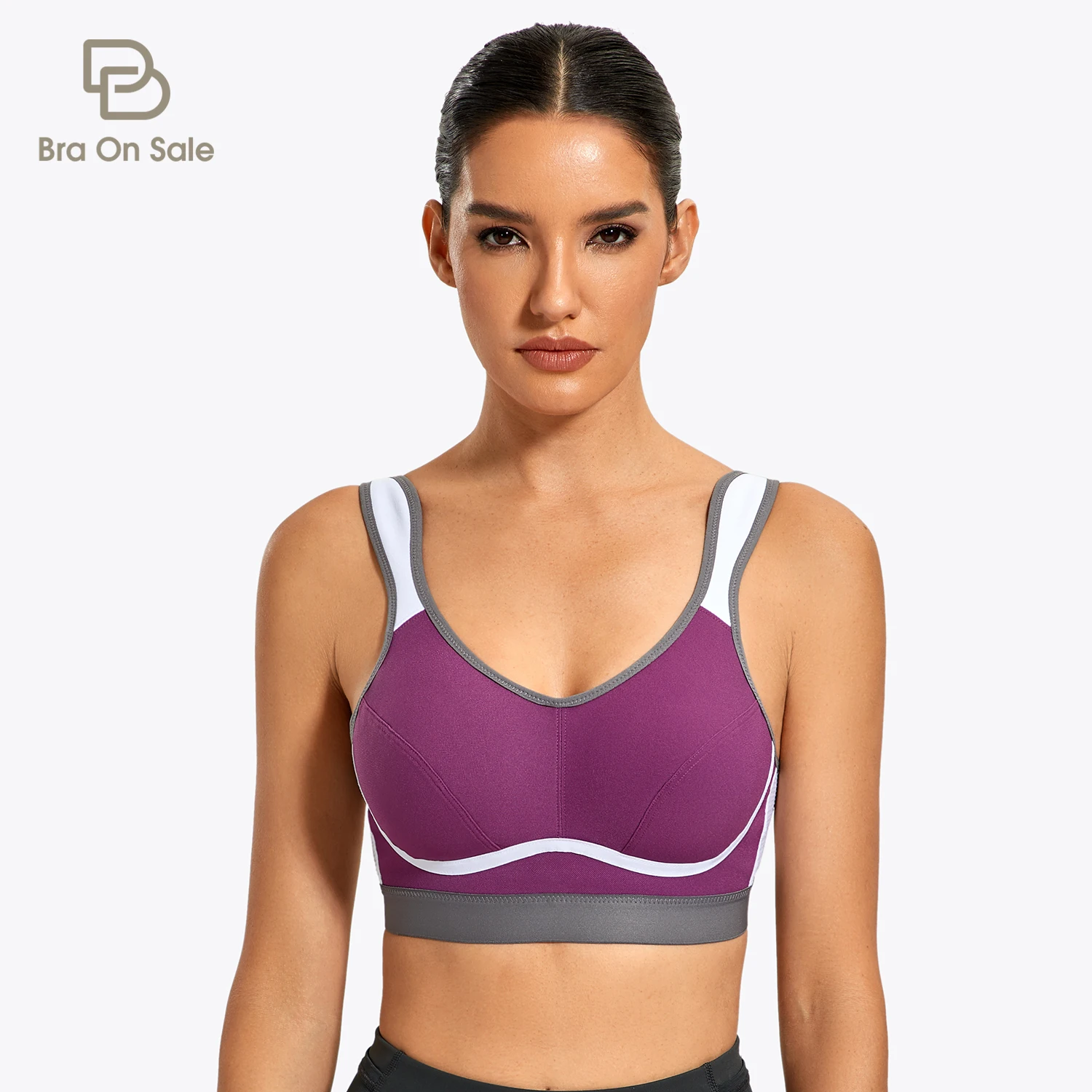 

High Level Women's Maximum Control Wirefree Non-Padded Active Sport Bra B-DD E F 34-40 42 44